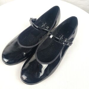 ABT Black Patent Leather Big Girl Dance Tap Shoes Sz 3